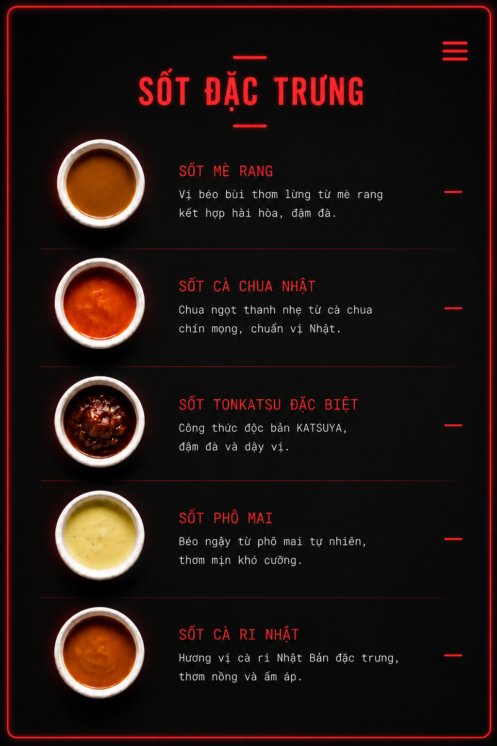 KATSUYA menu preview